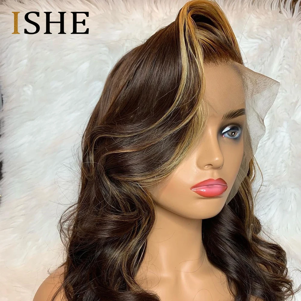 Красивый светлый свет 13X4 парик из человеческих волос на сетке спереди невидимые