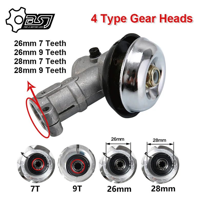 

26/28mm 7/9Teeths Trimmer Gearbox Gearhead Brushcutter Grass Trimmer Replace Gear Head Lawn Mower Parts Gardening Tool 7 9 Teeth
