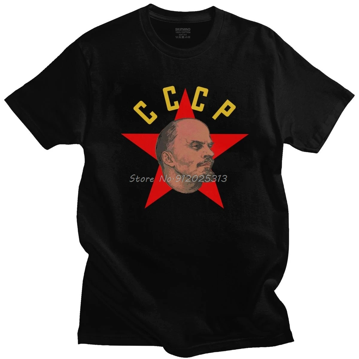 

KGB Lenin CCCP Tshirt Men Cotton The Soviet Union Communist Communism USSR Tee Top O-neck Short Sleeve Novelty T Shirt