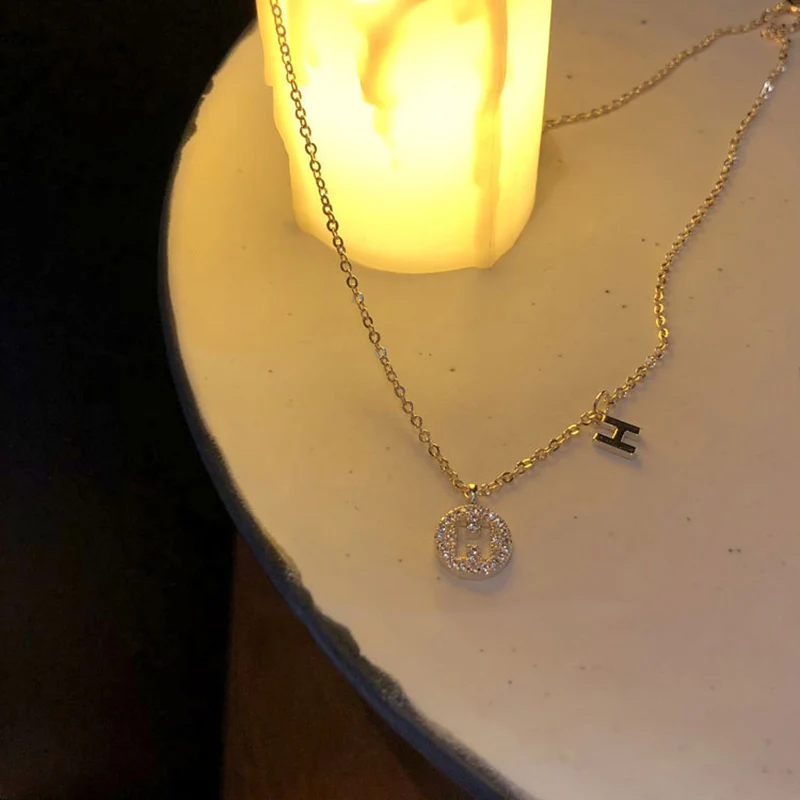 Корейский Стиль Изысканные полые H буквы хрустальные подвески ожерелья для