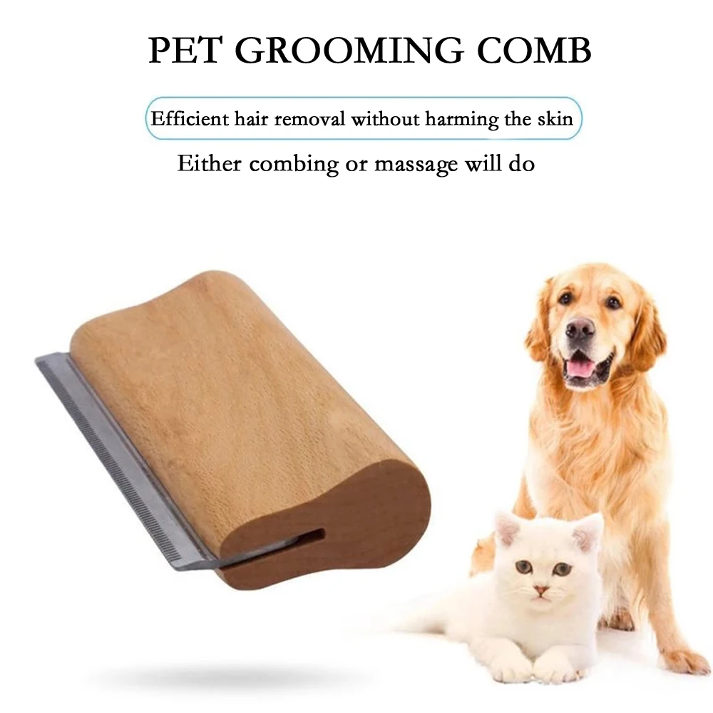 

Wood Groom Brush Vis Logo Deshedding Grooming Tool Professional Pet Wooden Groomer Ergonomic Design Dog Cat Pet Comb