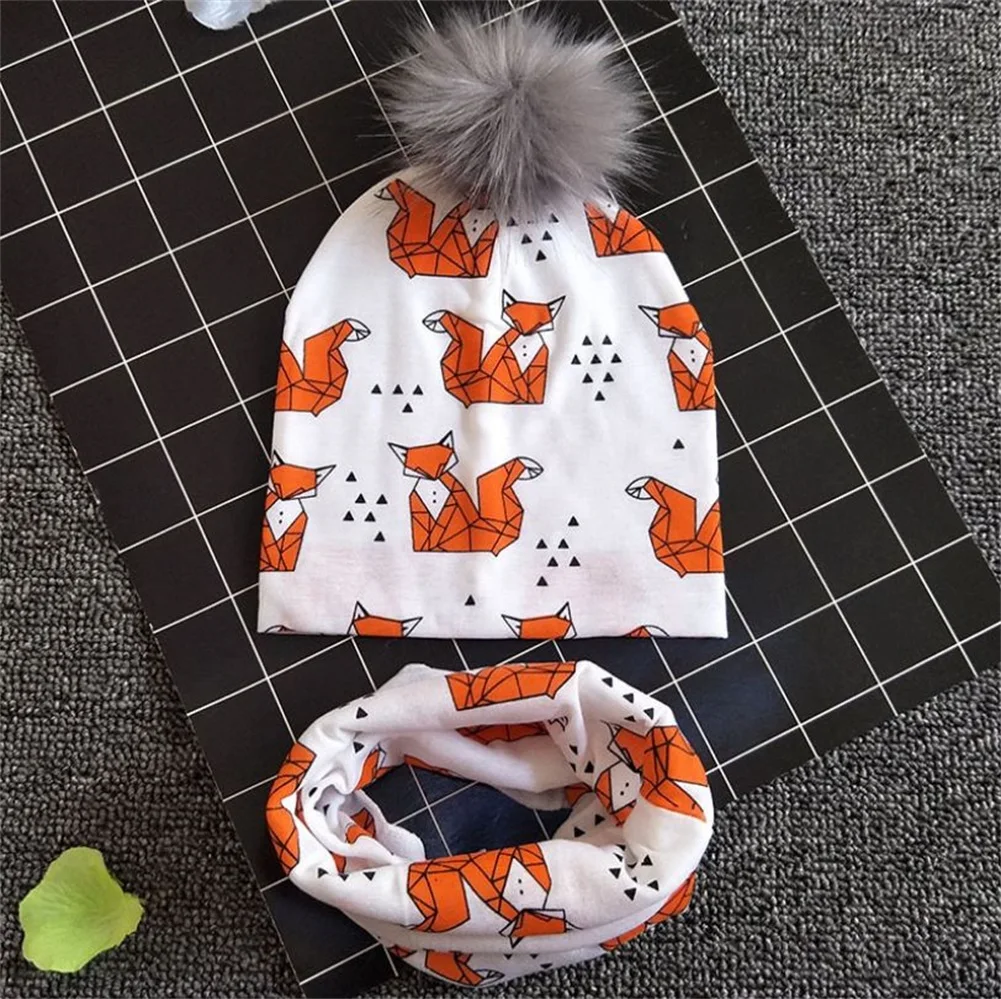 Cotton Baby Hat Scarf Set Spring Kids Cap Collar Boys Girls Warm Beanies | Детская одежда и обувь