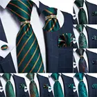 DiBanGu дизайнерский мужской галстук зеленые с Пейсли Полосатый Свадебный галстук для мужчин кольцо Hanky запонки шелковый галстук набор деловые Вечерние
