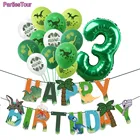 3th 4th с днем рождения динозавр баннеры зеленый воздушные шары в форме цифр латекс динозавр баллоны Дино День рождения Декор детские игрушки Globos