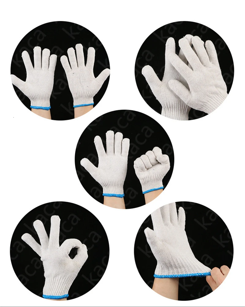 Тонкие хлопковые перчатки для сада и работы защиты от труда по дереву 2 пары в