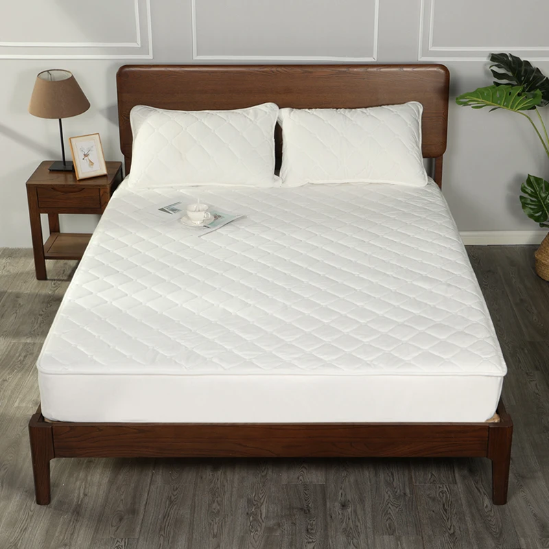 

Plush Thicken Quilted Mattress Cover Warm Soft Crystal Velvet King Queen Quilted Bed Fitted Sheet Not Including Pillowcase
