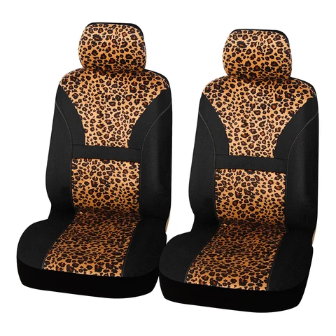 Чехлы для автомобильных сидений AUTOYOUTH со встроенным леопардовым рисунком, фланелевая ткань, 2 шт. для переднего сиденья водителя