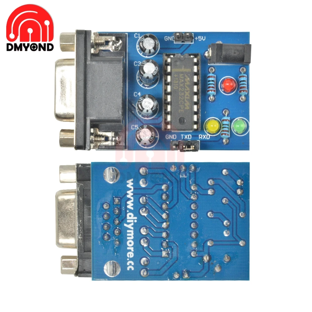 MAX232 Converter RS232 to TTL Module COM DB9 Serial Board MAX232CPE Transfer Chip ATMEGA16 LED Light Power RXD TXD | Инструменты