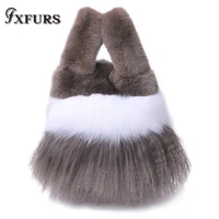2020 new winter rex rabbit fur bag fox fur handbag handleholder leather wallet lady bag tibet lamb handbag korean shopping bags