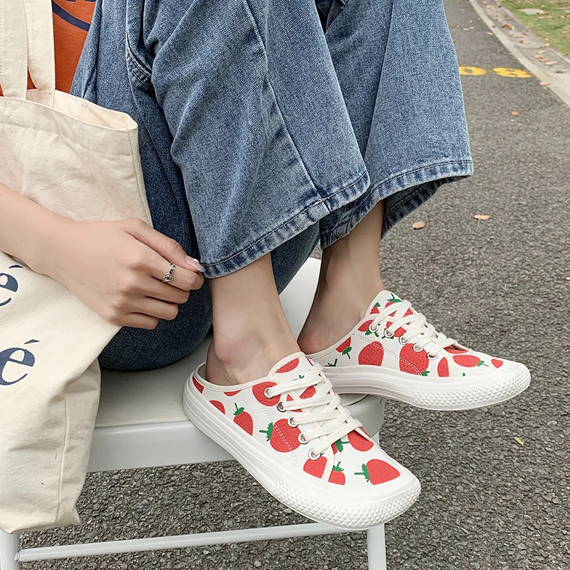 

Female Shoes Slippers Women Summer Slides Loafers Cover Toe Low Fashion 2021 Luxury Flat PU Rubber Fabric Canvas Basic Cross-tie