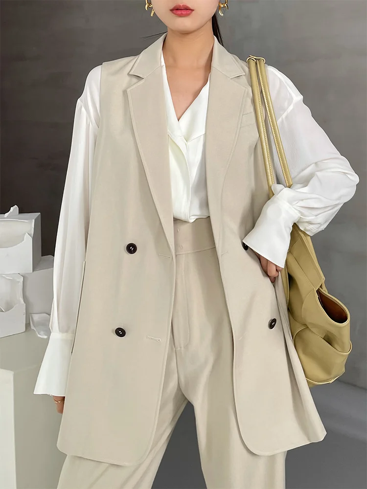 

Oeuvrey Womens Long Single Breasted Relaxed Fit Vest Casual Notched Oversize Blazer Jacket with Pockets