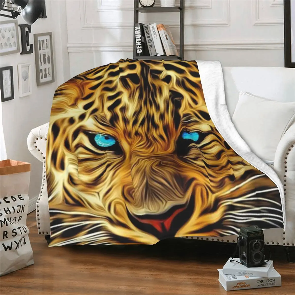

Manta de franela de tigre sin dientes de dibujos animados, manta ligera, suave y cálida de felpa, para cama, sofá, colcha