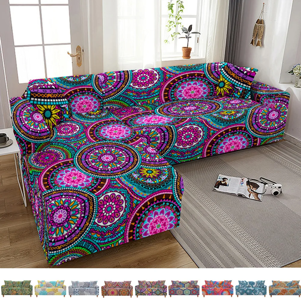 

Mandala Stretch Slipcovers Sofa Cover for Living Room Sectional Couch Cover 2/3 Seater funda de sofá L Shape Sofa Need 2pcs