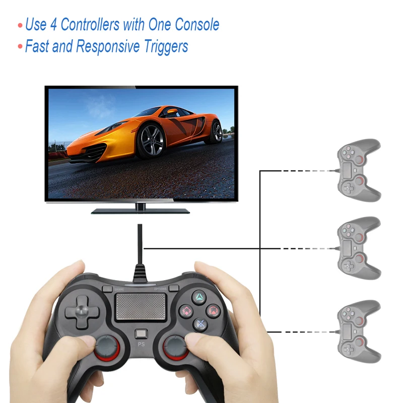 USB проводной геймпад для Playstation 4 джойстик геймпад двойной шок джойстик для ПК для PS4 контроллер 2,2 м кабель для PS3 консоли