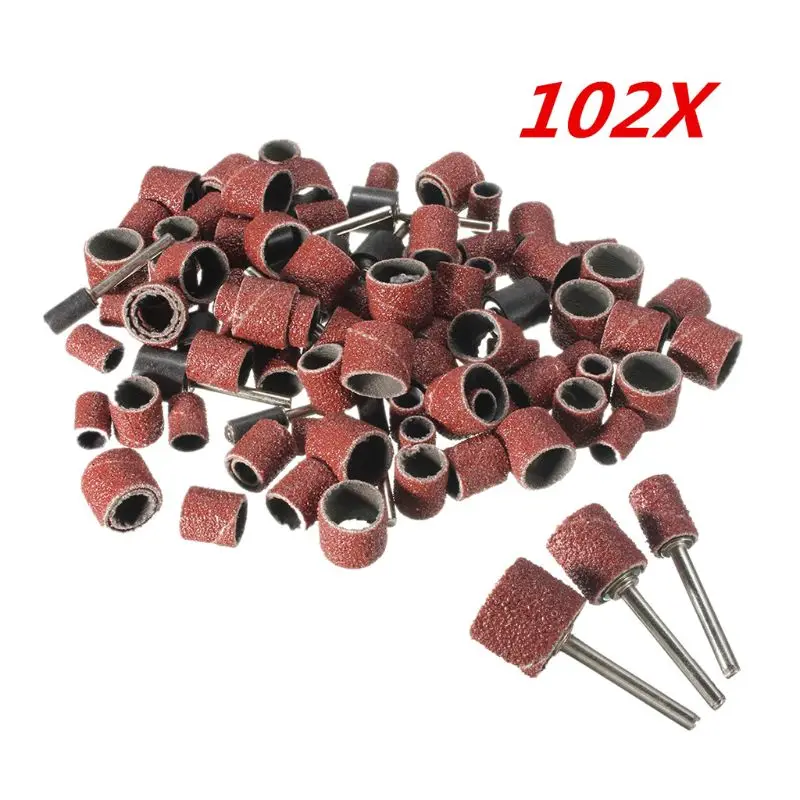 

102pcs 120 Grit Sanding Drum Kit With 1/2 3/8 1/4 Inch Sanding Mandrels Fit Tool A9LB