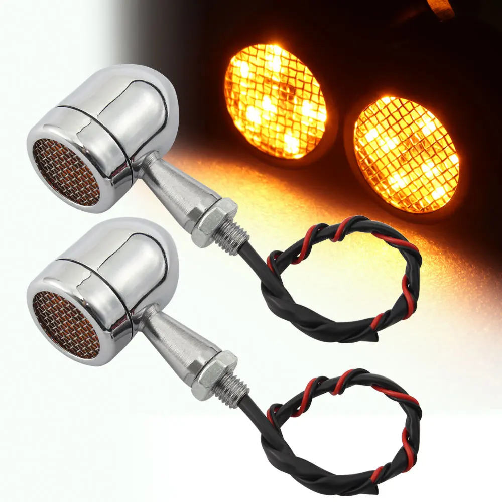 

2 Pcs Motorcycle Chrome Led Turn Signal Brake Light Indicator Lamp For Harley Honda Suzuki Chopper Bobber Cafe Racer Cruiser