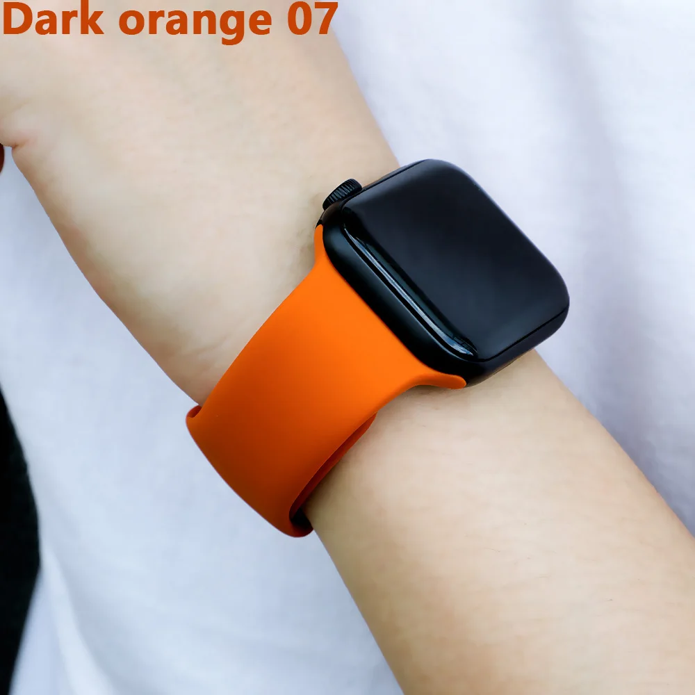 Ремешок для apple watch, ремешок для apple watch 5, 4, 3, iwatch, ремешок 42 мм, 44 мм, 38 мм, 40 мм, браслет Correa, силиконовый ремешок для часов, ремень, аксессуары - Цвет ремешка: Dark orange 07
