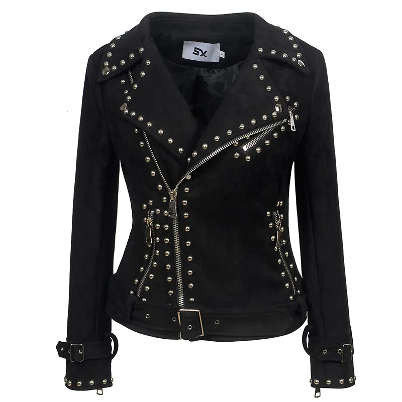 2021 All-match short long-sleeved leather jacket women jacket belt short leather jacket women Y802