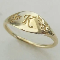 fashion personality letter k carved flower ring jewelry for women personality name initials for mother girlfriend finger ring