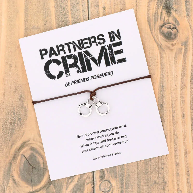 Partners In Crime Bracelet Handcuffs Charm Best Friends Bracelet for Women Men Accessories Friendship Gift Handmade Jewelry images - 6