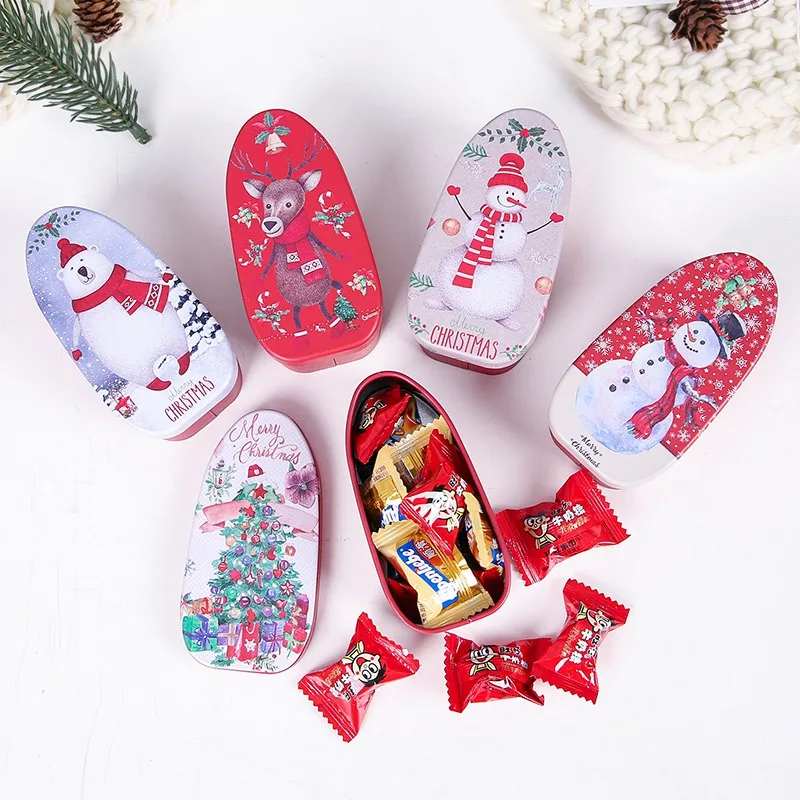 Рождественские Металлические Конфеты Банки подарочная упаковка Decoraive случае