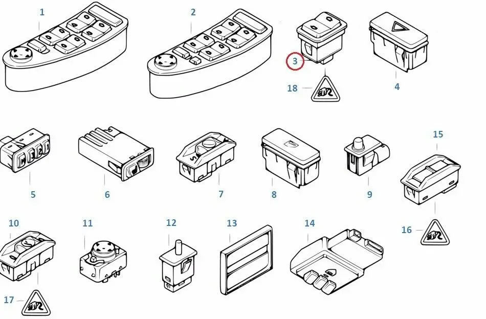 

Electric Power Master Control Window Switch For BMW E38 E39 525 528 530 540