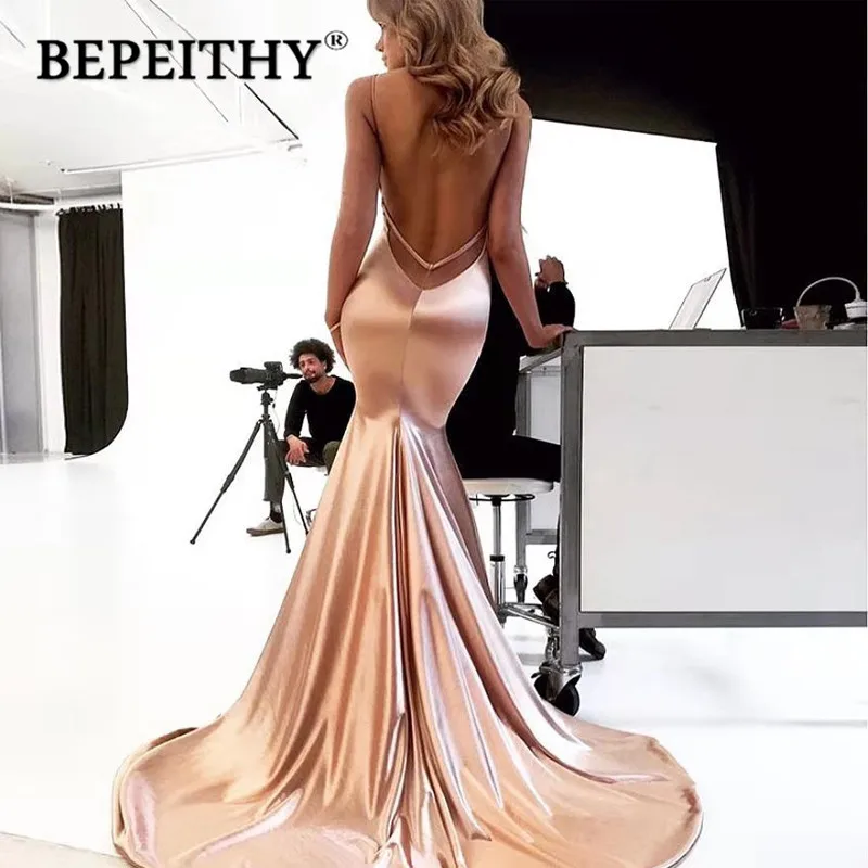 BEPEITHY Vestidos de gala, длинные платья Русалочки с v-образным вырезом для выпускного вечера, Сексуальные вечерние платья с открытой спиной, Vestido Formatura
