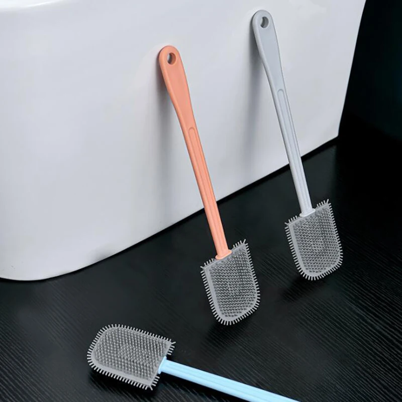 

Toilet Brush and Holder TPR Bristles Toilet Brush Deep Cleaning with Long Handle for Bathroom Wall Mount Punch Free