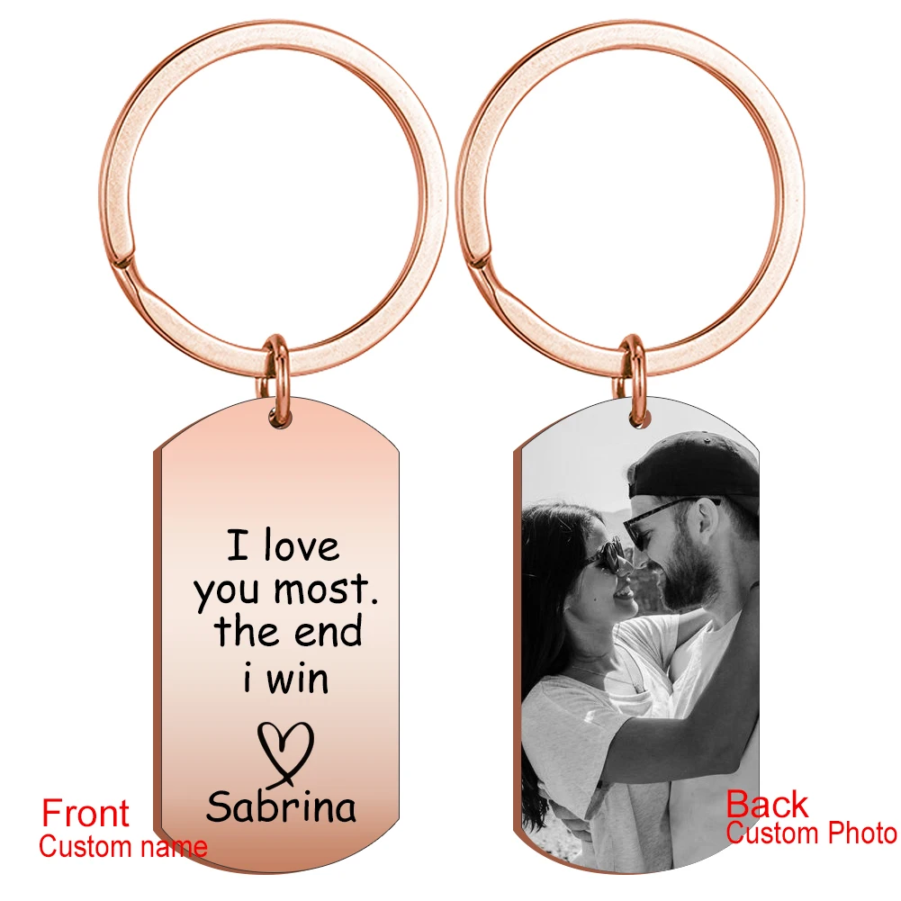 

Custom Couples Photo Name Keychain Personalized Picture Boyfriend Girlfriend Wife Husband I Love You The Most Keychain Gifts