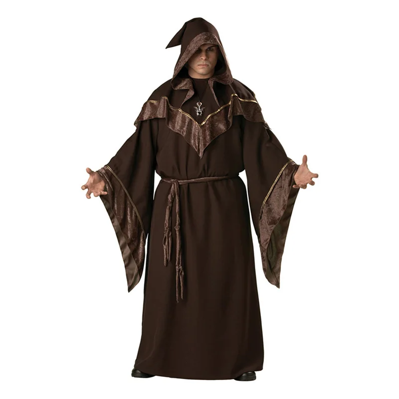 

Мужской костюм дьявола на Хэллоуин 2022, мужская туника с капюшоном, веревочная накидка, рыцарская фантазия