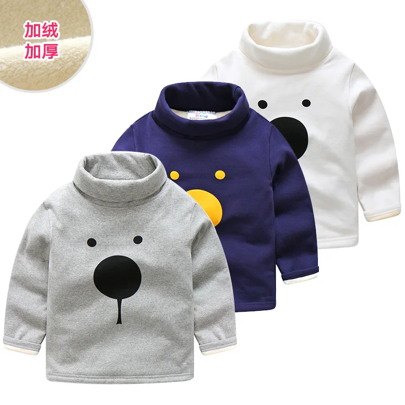 

Зимняя одежда для малышей хлопковая футболка из плотного бархата для мальчиков и девочек Детские футболки с высоким воротником и длинными ...