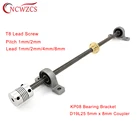 Набор свинцовых винтов для 3D-принтера CNC T8, 2 мм 100200300500600 мм с гайкой + вертикальный кронштейн подшипника KP08 + муфта D19L25 5*8 мм