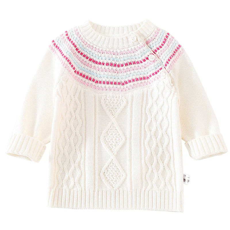 

Winter New Korean Style Baby Girls Clothes Long Sleeve White Knitted Warm Soft Sweaters Outwear Pullover Tops For Kids 1-3Y