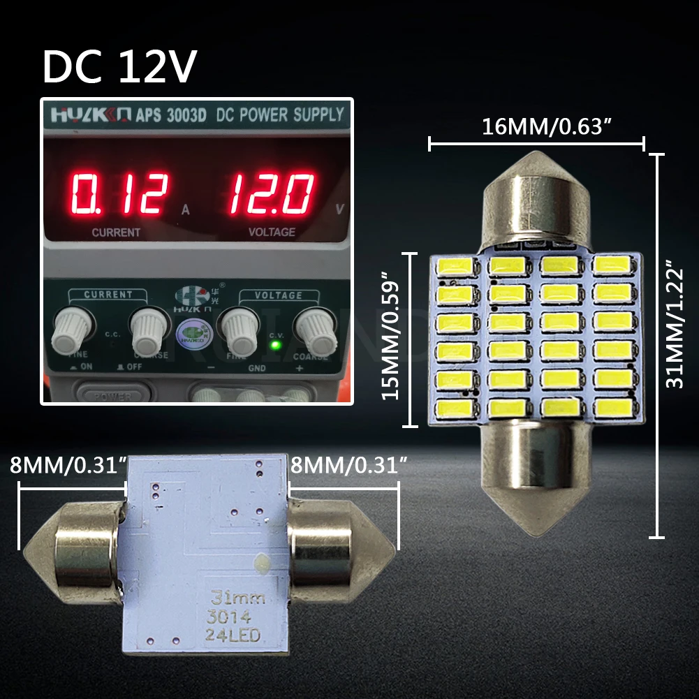 Автомобильные светодиодные лампы 2 шт./лот C5W 28 мм 29 31 36 3014 24 SMD 6000K для дверных