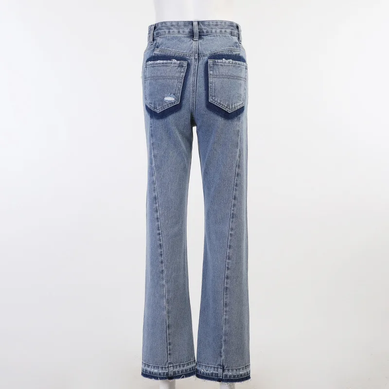 

Mozision Y2K Patchwork Jeans Pant Women Fashion 2021 Summer Spring Vintage High Waist Casual Streetwear Long Denim Trousers