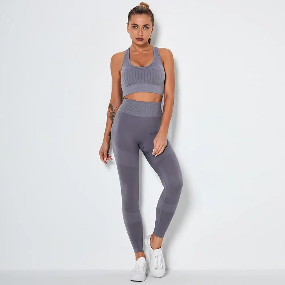 

Gym 2 Piece Set Workout Clothes for Women Seamless Hyperflex Sport Legging Crop Top Set Yoga Outfits Sportswear Athletic Cloth