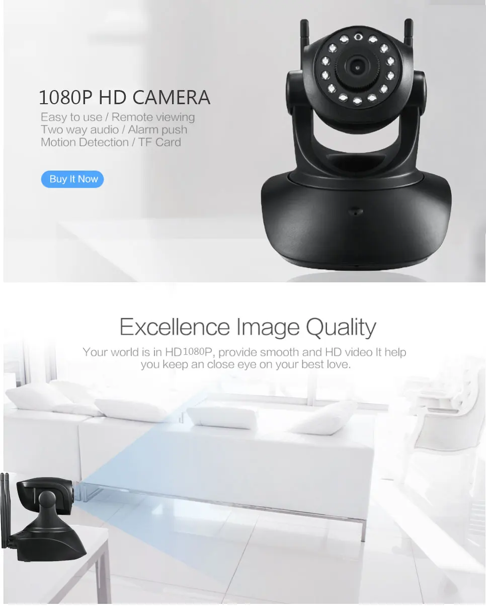 Беспроводная Wi Fi IP камера видеонаблюдения 1080p HD панорама наклон сеть веб дневного
