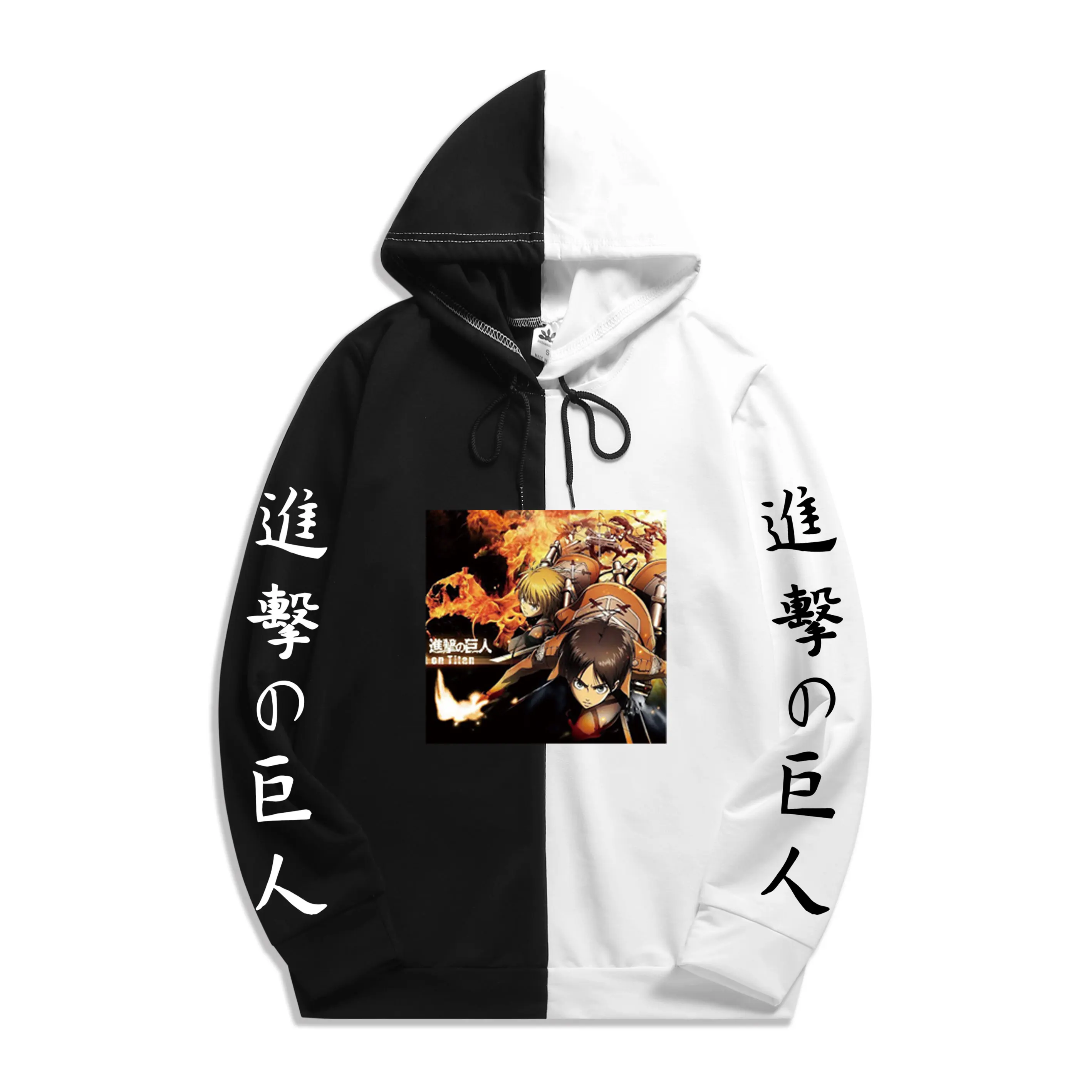 

Тонкая толстовка с капюшоном, летняя, с принтом из японского аниме Харадзюку «атака на Титанов», в стиле пэчворк, уличная одежда, толстовка, ...