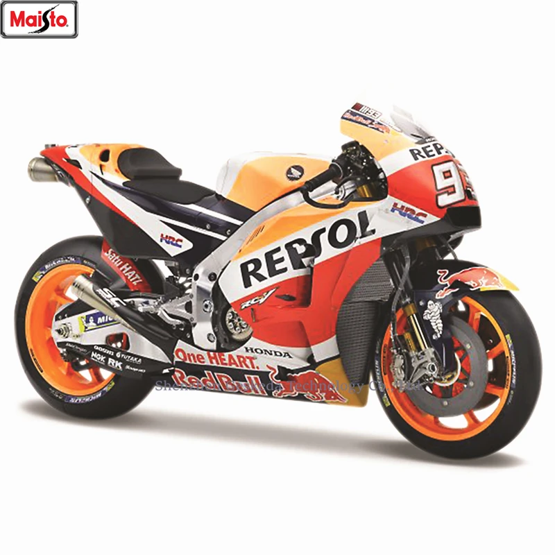 Оригинальная Авторизованная модель мотоцикла Maisto 1:18 2018 Honda Repsol #93 Rossi из сплава |