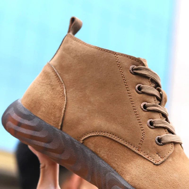 Новые популярные кожаные рабочие ботинки дышащая мягкая подошва Противоударная