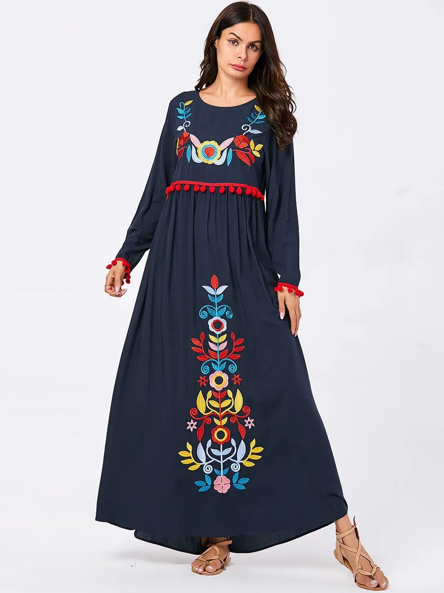 Мусульманское платье-абайя женское кимоно марокканский кафтан Elbise вышивка