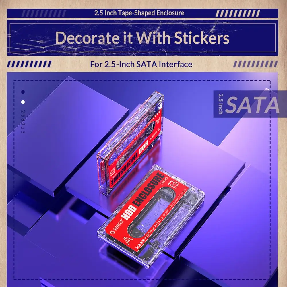 Чехол ORICO для жесткого диска 2 5 '' прозрачная коробка с кассетной лентой HDD SATA