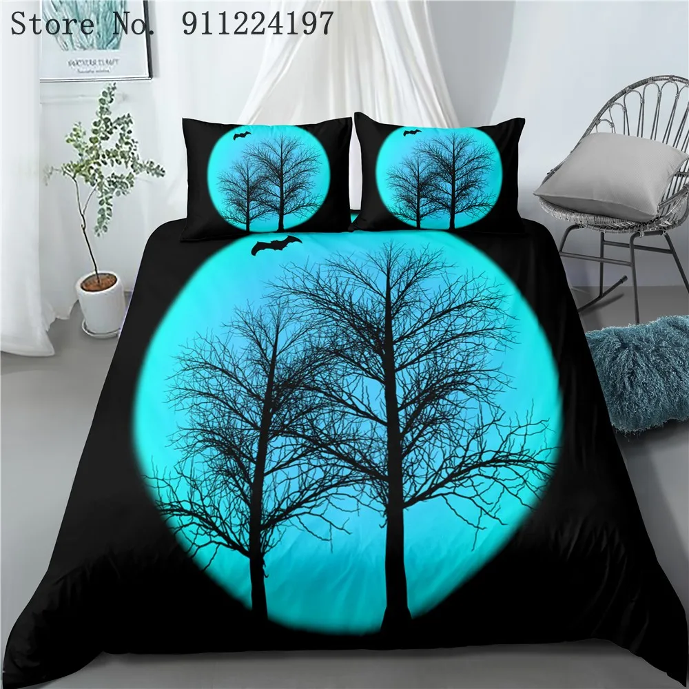 

Moon Black Wind High 3D Printed Luxury Bedding Set Horror Duvet Covers Pillowcases Comforter Bedding Set Bedclothes Bed Linen