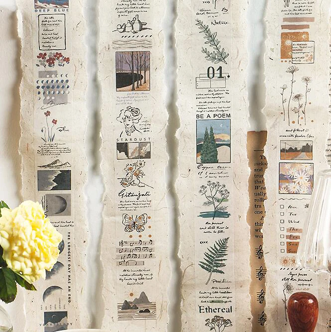 

1 pc Collection records Series Strip Sticker Oil Painting Style Simple Cute Decoration Painting Supplies(ss-551)