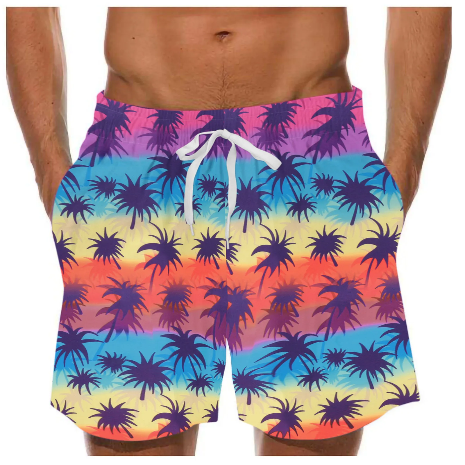 

Men's Summer Beach Shorts Funny Printed Pocket y2k Casual Running Bottoms Fashion Male Drawstring Elastic Waist Jogger Shorts