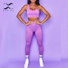 Спортивный костюм на одно плечо, сексуальный комбинезон с длинными штанами, комплект для йоги 2020, Женская бесшовная одежда для тренировок с завышенной талией, 2 шт.компл.