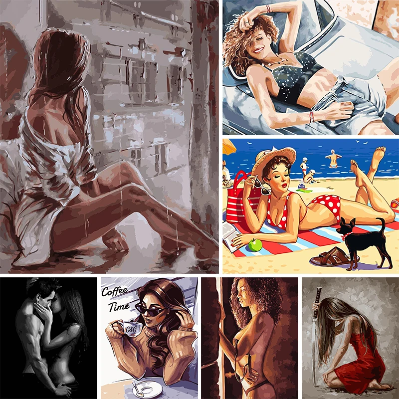 

AMTMBS Sexy Lovers Girl Women DIY Painting By Numbers Adults For Drawing On Canvas Coloring By Numbers Home Wall Art Decor