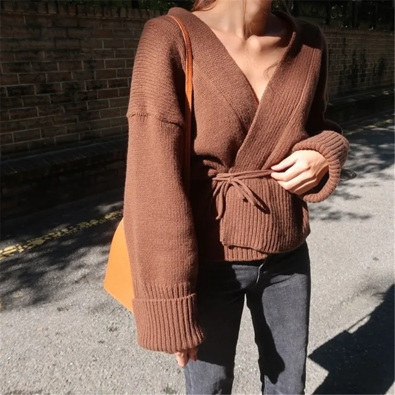 Женский вязаный жакет в стиле ретро Элегантный Повседневный Кардиган с вырезом