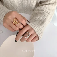 ins blogger simple metal ring for female korean jewelry personalized knot cross index finger trend open ring for women