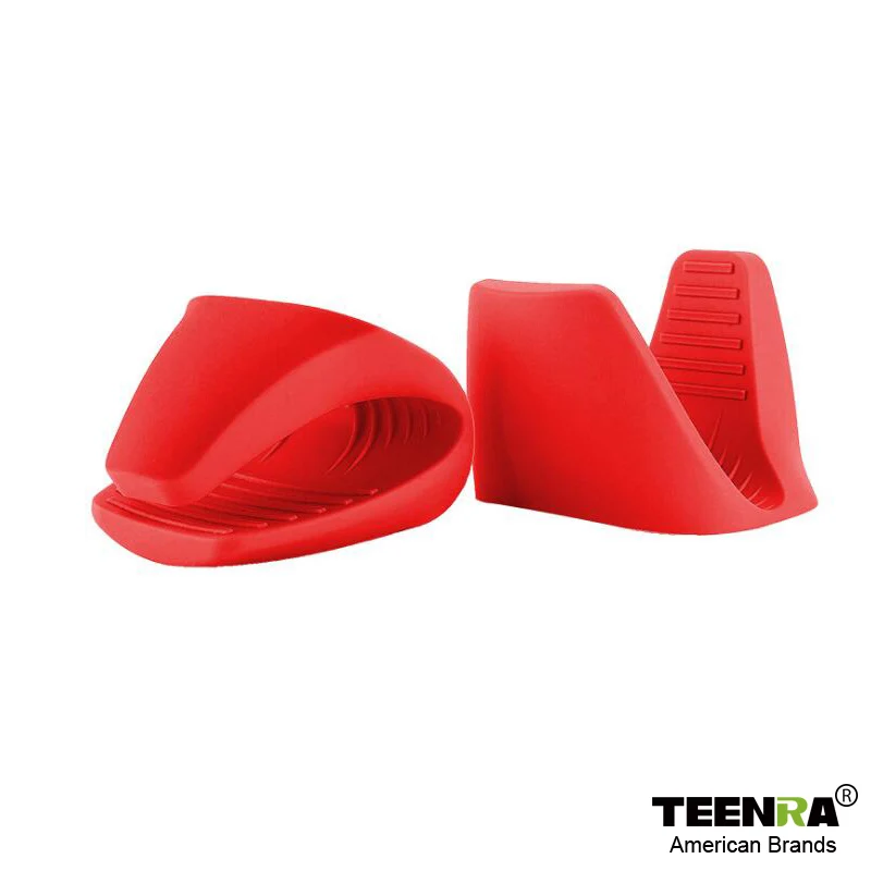 Red TEENRA изолированные перчатки для духовки Силиконовые зажимы для духовки термостойкие для плиты Mitt противоскользящие горшочки держатель зажим для приготовления перчатка для выпечки - Цвет: Red